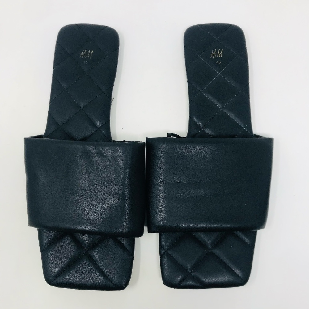 H&M Quilted Slip On Sandals Black Size 8.5 - Picture 5 of 5